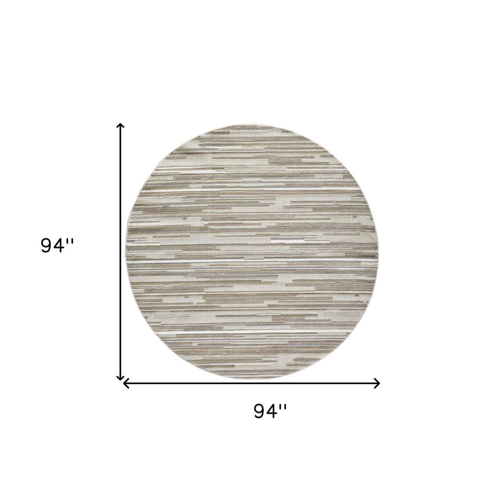 8' Round Gray Round Abstract Stain Resistant Indoor Outdoor Area Rug - Homeroots - Flyclothing LLC