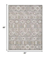 2' X 4' Gray And Ivory Southwestern Stain Resistant Indoor Outdoor Area Rug - Homeroots - Flyclothing LLC