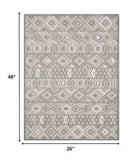 2' X 4' Gray And Ivory Southwestern Stain Resistant Indoor Outdoor Area Rug - Homeroots - Flyclothing LLC