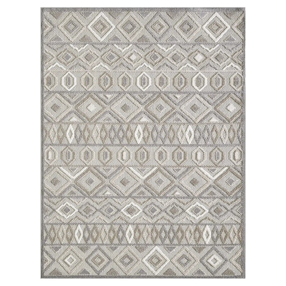 2' X 4' Gray And Ivory Southwestern Stain Resistant Indoor Outdoor Area Rug - Homeroots