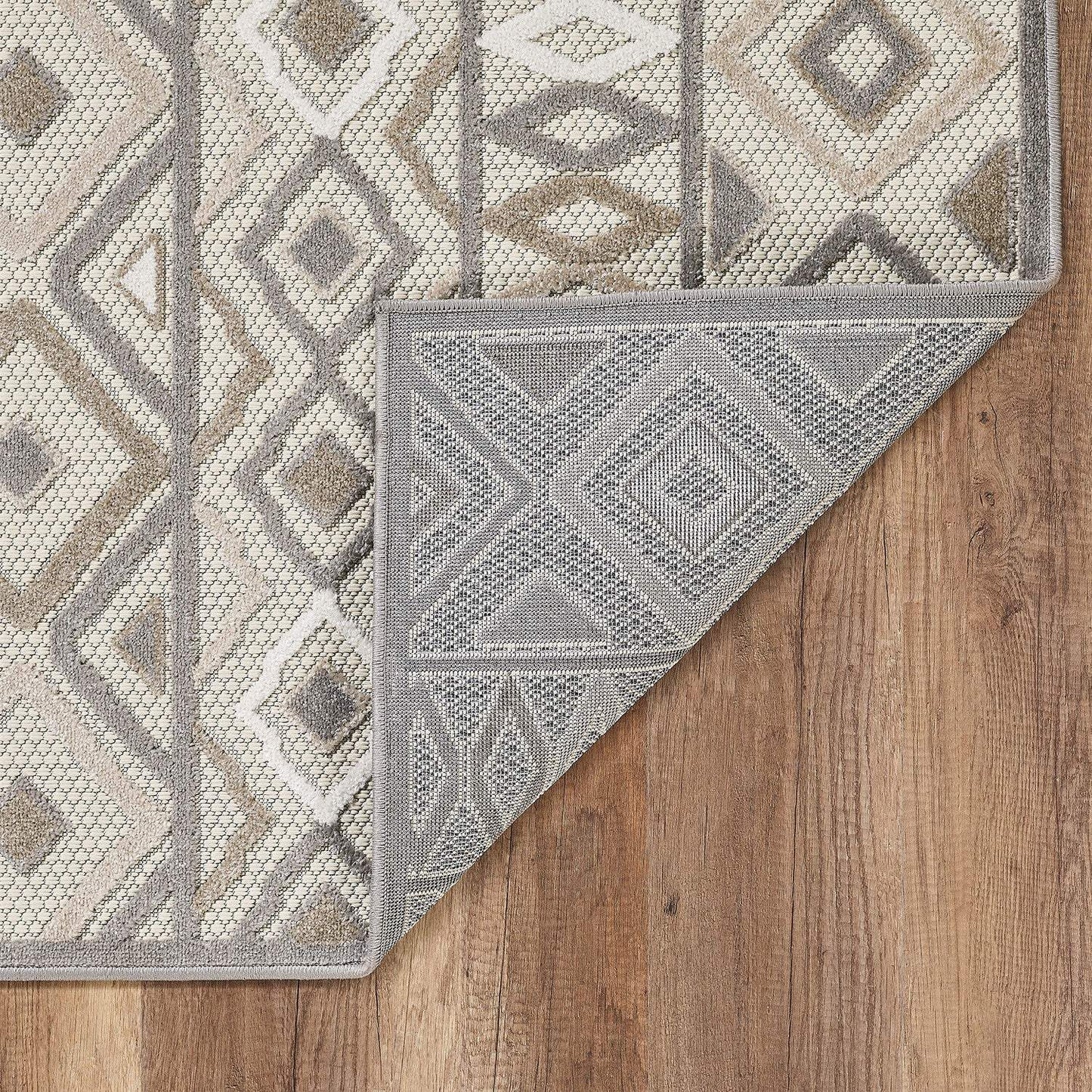 2' X 4' Gray And Ivory Southwestern Stain Resistant Indoor Outdoor Area Rug - Homeroots - Flyclothing LLC