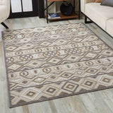 2' X 4' Gray And Ivory Southwestern Stain Resistant Indoor Outdoor Area Rug - Homeroots - Flyclothing LLC
