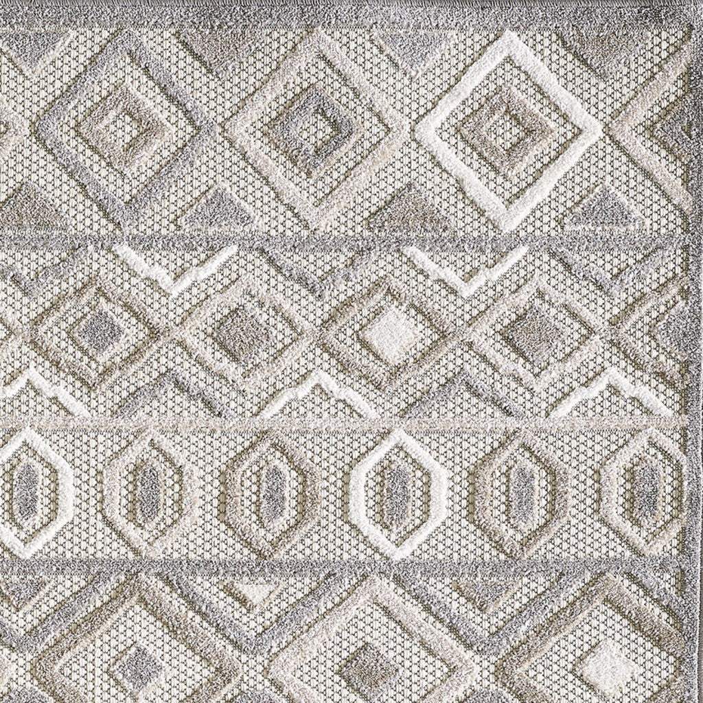 2' X 4' Gray And Ivory Southwestern Stain Resistant Indoor Outdoor Area Rug - Homeroots - Flyclothing LLC
