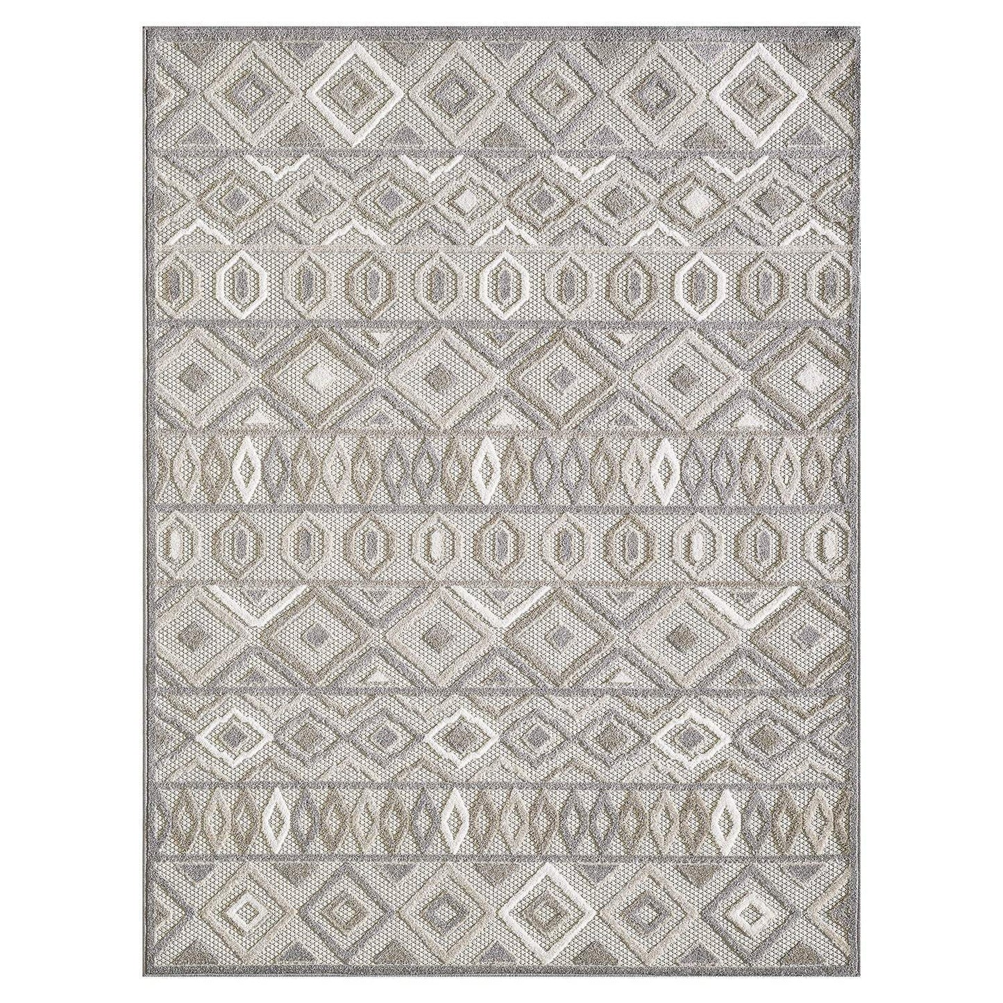 3' X 5' Gray and Ivory Southwestern Stain Resistant Indoor Outdoor Area Rug - Homeroots - Flyclothing LLC