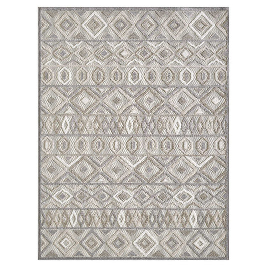 3' X 5' Gray and Ivory Southwestern Stain Resistant Indoor Outdoor Area Rug - Homeroots - Flyclothing LLC
