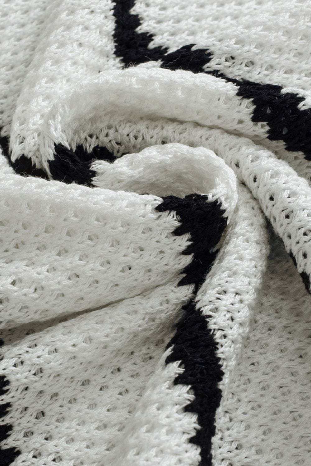 Stripe Drop Shoulder Side Slit Knit Top - Trendsi - Flyclothing LLC