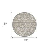 8' Round Gray And Ivory Round Southwestern Stain Resistant Indoor Outdoor Area Rug - Homeroots - Flyclothing LLC