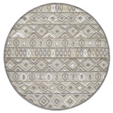 8' Round Gray And Ivory Round Southwestern Stain Resistant Indoor Outdoor Area Rug - Homeroots - Flyclothing LLC