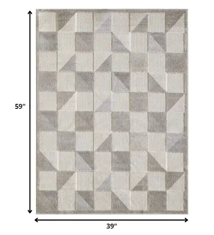 3' X 5' Gray Geometric Stain Resistant Indoor Outdoor Area Rug - Homeroots - Flyclothing LLC