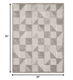 3' X 5' Gray Geometric Stain Resistant Indoor Outdoor Area Rug - Homeroots - Flyclothing LLC