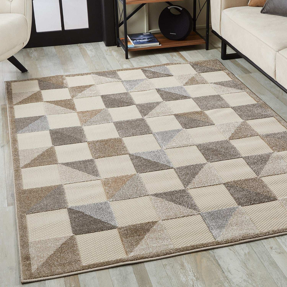 3' X 5' Gray Geometric Stain Resistant Indoor Outdoor Area Rug - Homeroots - Flyclothing LLC