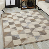 3' X 5' Gray Geometric Stain Resistant Indoor Outdoor Area Rug - Homeroots