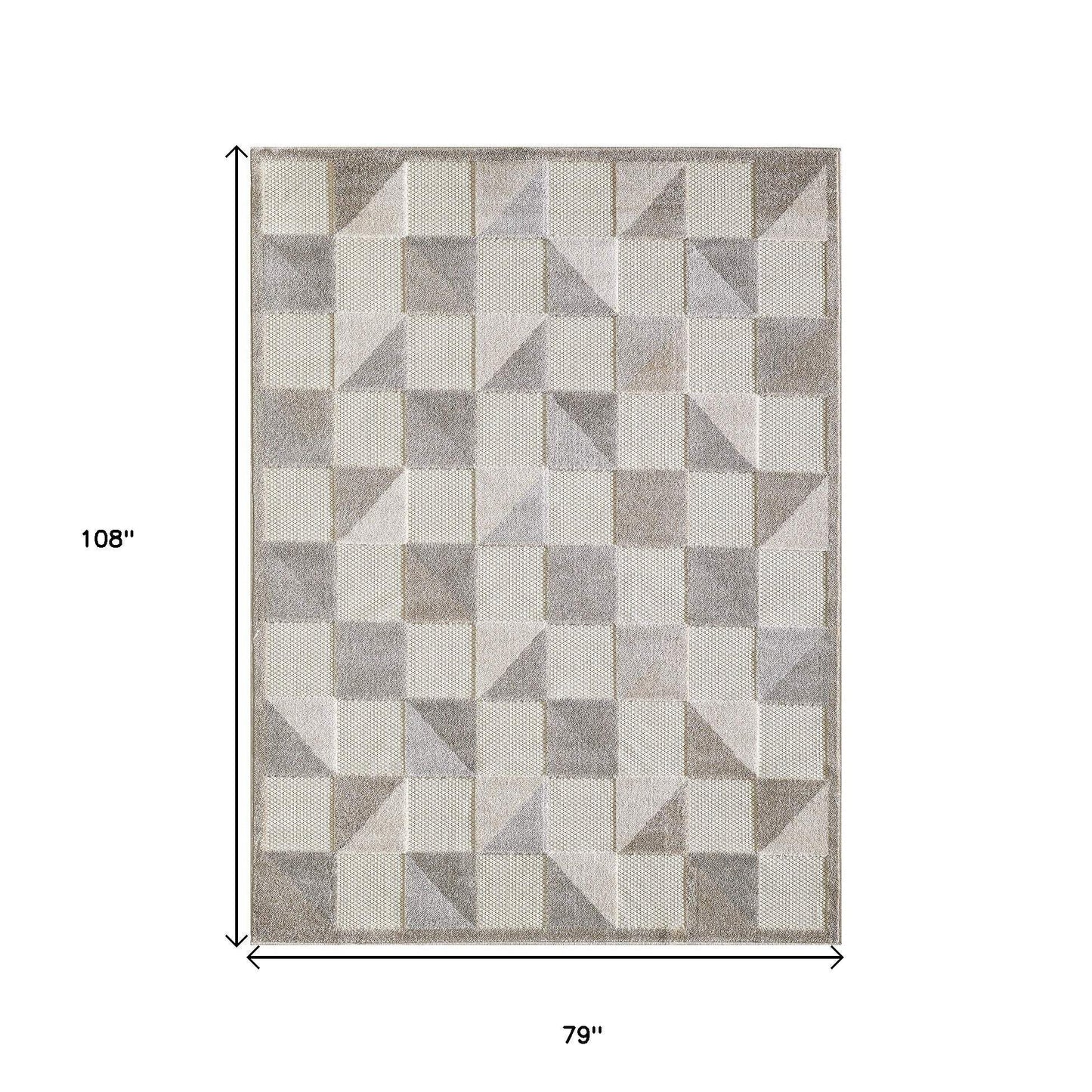 7' X 9' Gray Geometric Stain Resistant Indoor Outdoor Area Rug - Homeroots - Flyclothing LLC