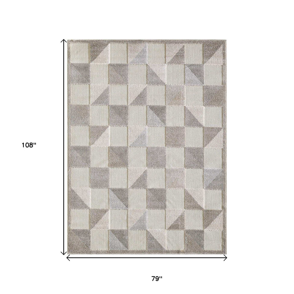 7' X 9' Gray Geometric Stain Resistant Indoor Outdoor Area Rug - Homeroots - Flyclothing LLC