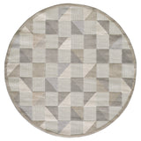 8' Round Gray Round Geometric Stain Resistant Indoor Outdoor Area Rug - Homeroots