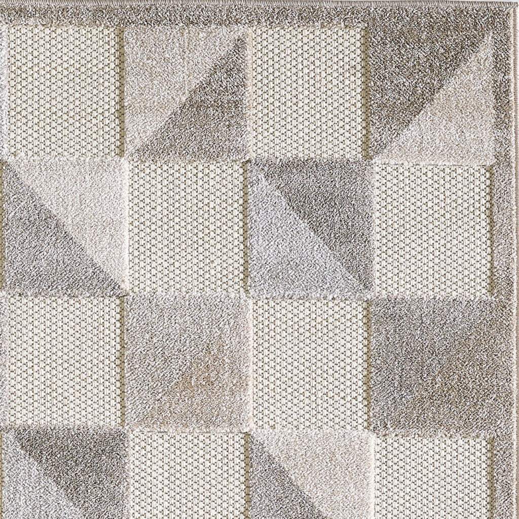 8' X 10' Gray Geometric Stain Resistant Indoor Outdoor Area Rug - Homeroots - Flyclothing LLC