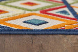 2' X 4' Ivory And Blue Southwestern Stain Resistant Indoor Outdoor Area Rug - Homeroots - Flyclothing LLC