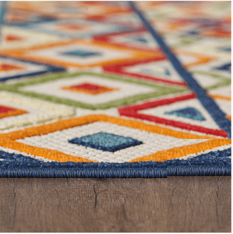 5' X 7' Ivory And Blue Southwestern Stain Resistant Indoor Outdoor Area Rug - Homeroots - Flyclothing LLC