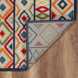 5' X 7' Ivory And Blue Southwestern Stain Resistant Indoor Outdoor Area Rug - Homeroots - Flyclothing LLC
