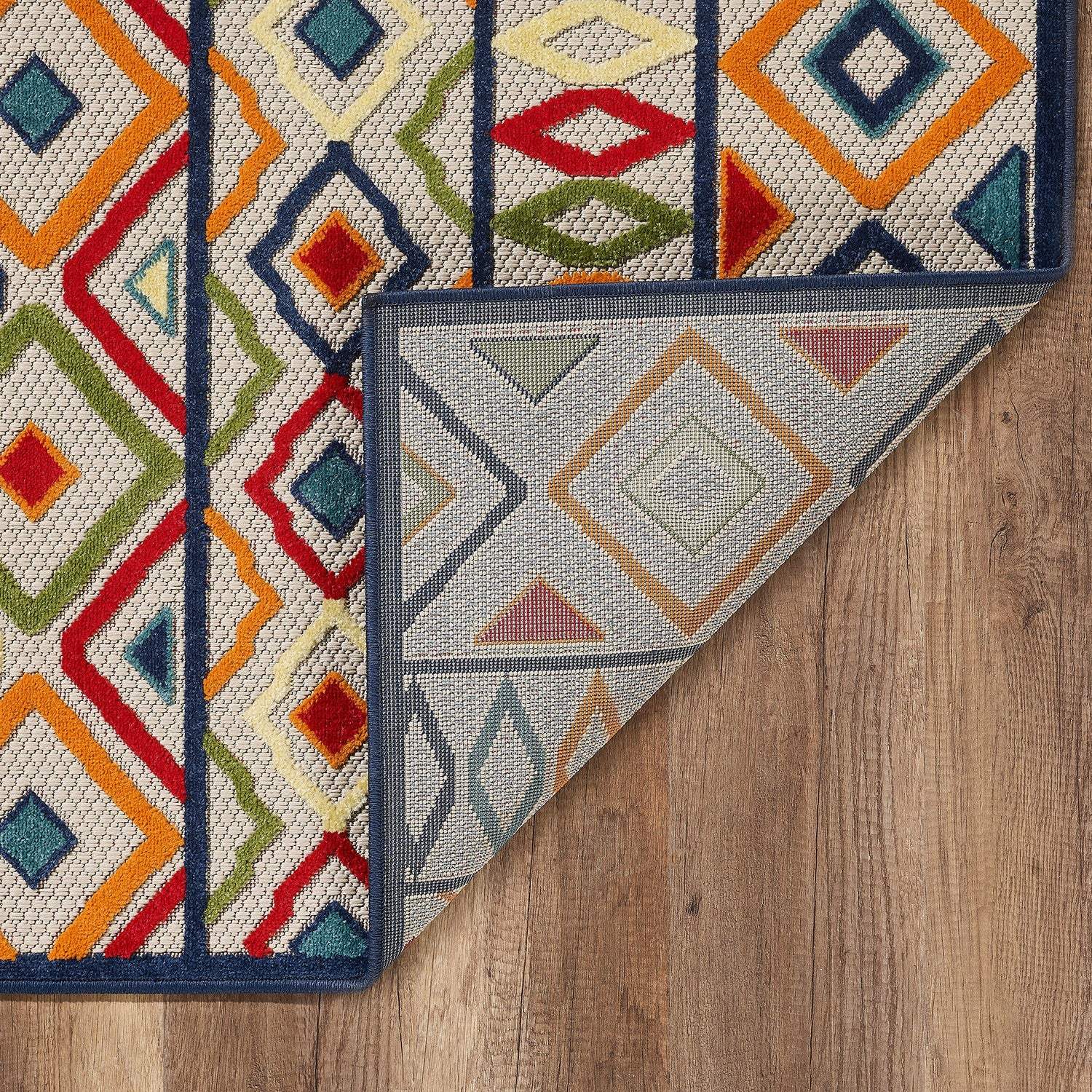 5' X 7' Ivory And Blue Southwestern Stain Resistant Indoor Outdoor Area Rug - Homeroots - Flyclothing LLC