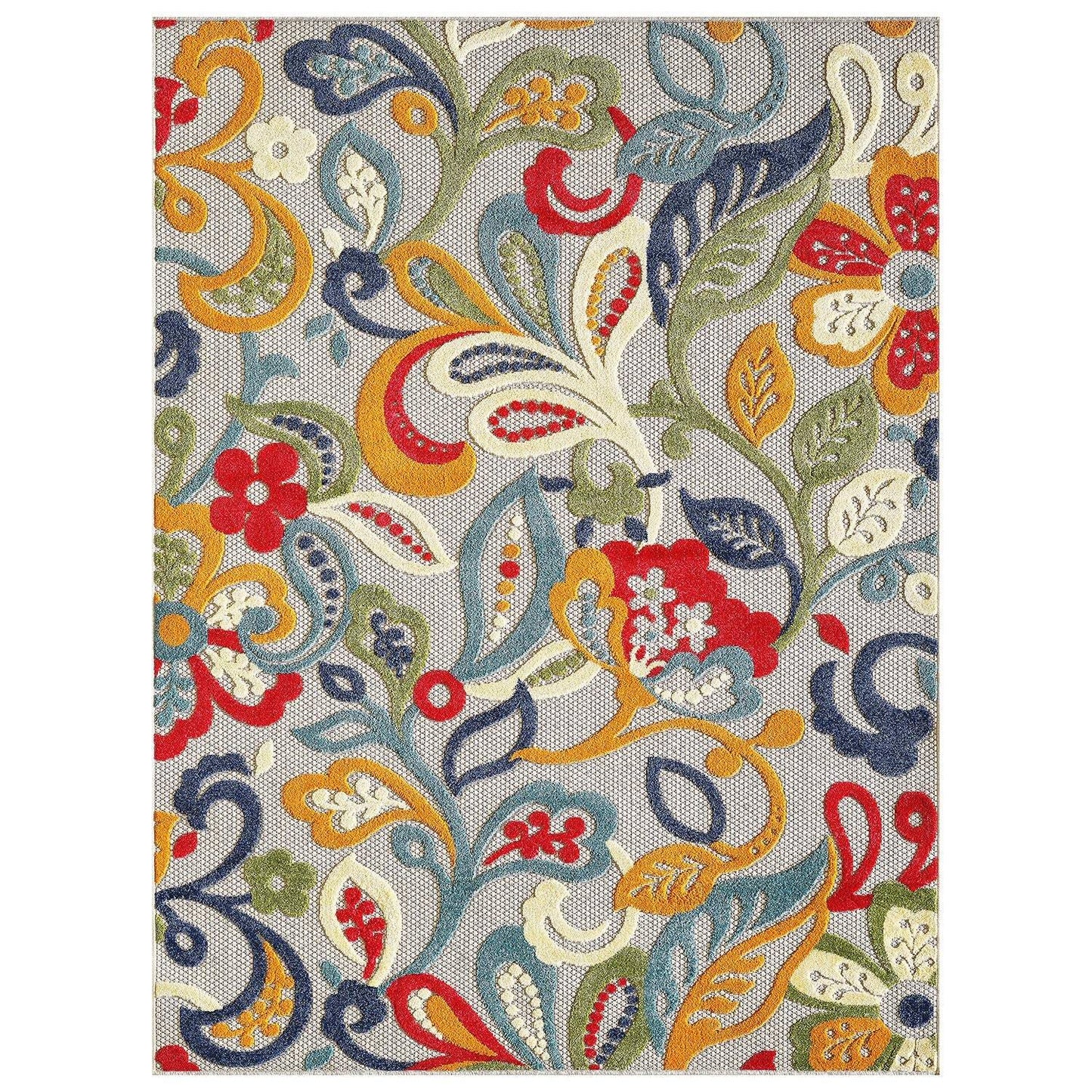 5’ X 7’ Multi Jacobean Floral Indoor Outdoor Area Rug - Homeroots - Flyclothing LLC