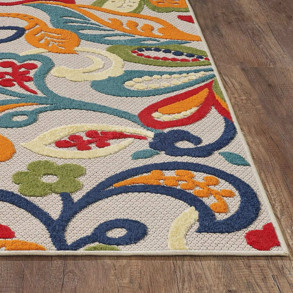 5’ X 7’ Multi Jacobean Floral Indoor Outdoor Area Rug - Homeroots - Flyclothing LLC