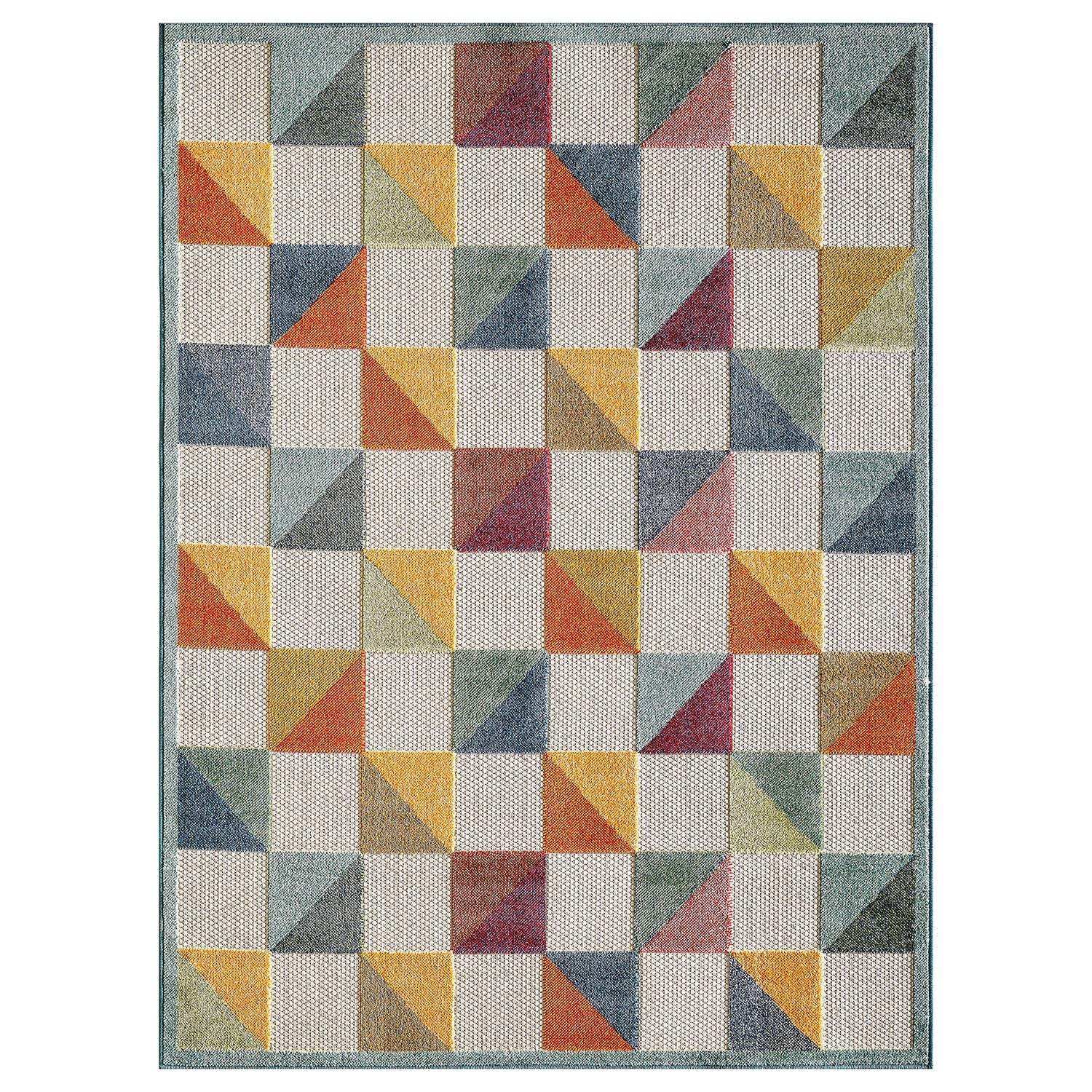 2' X 4' Orange And Ivory Geometric Stain Resistant Indoor Outdoor Area Rug - Homeroots - Flyclothing LLC