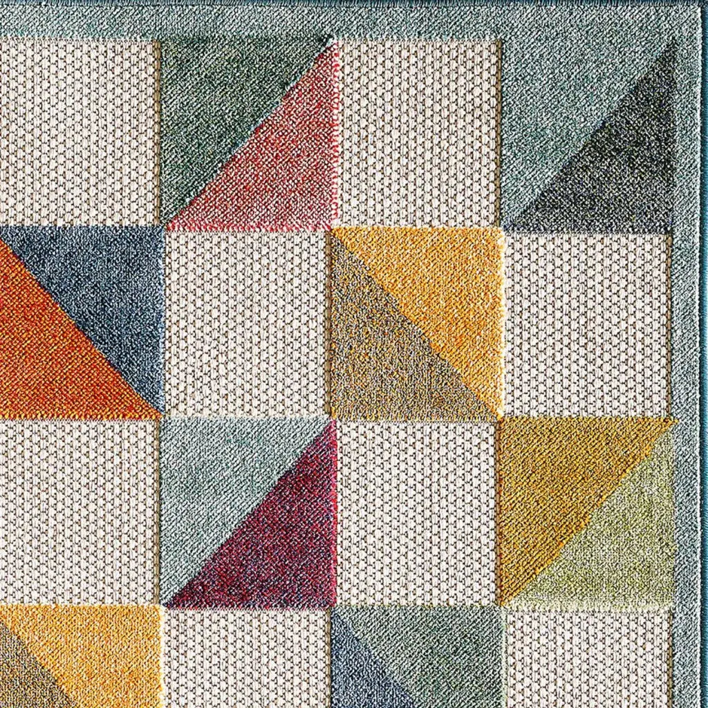 2' X 4' Orange And Ivory Geometric Stain Resistant Indoor Outdoor Area Rug - Homeroots - Flyclothing LLC