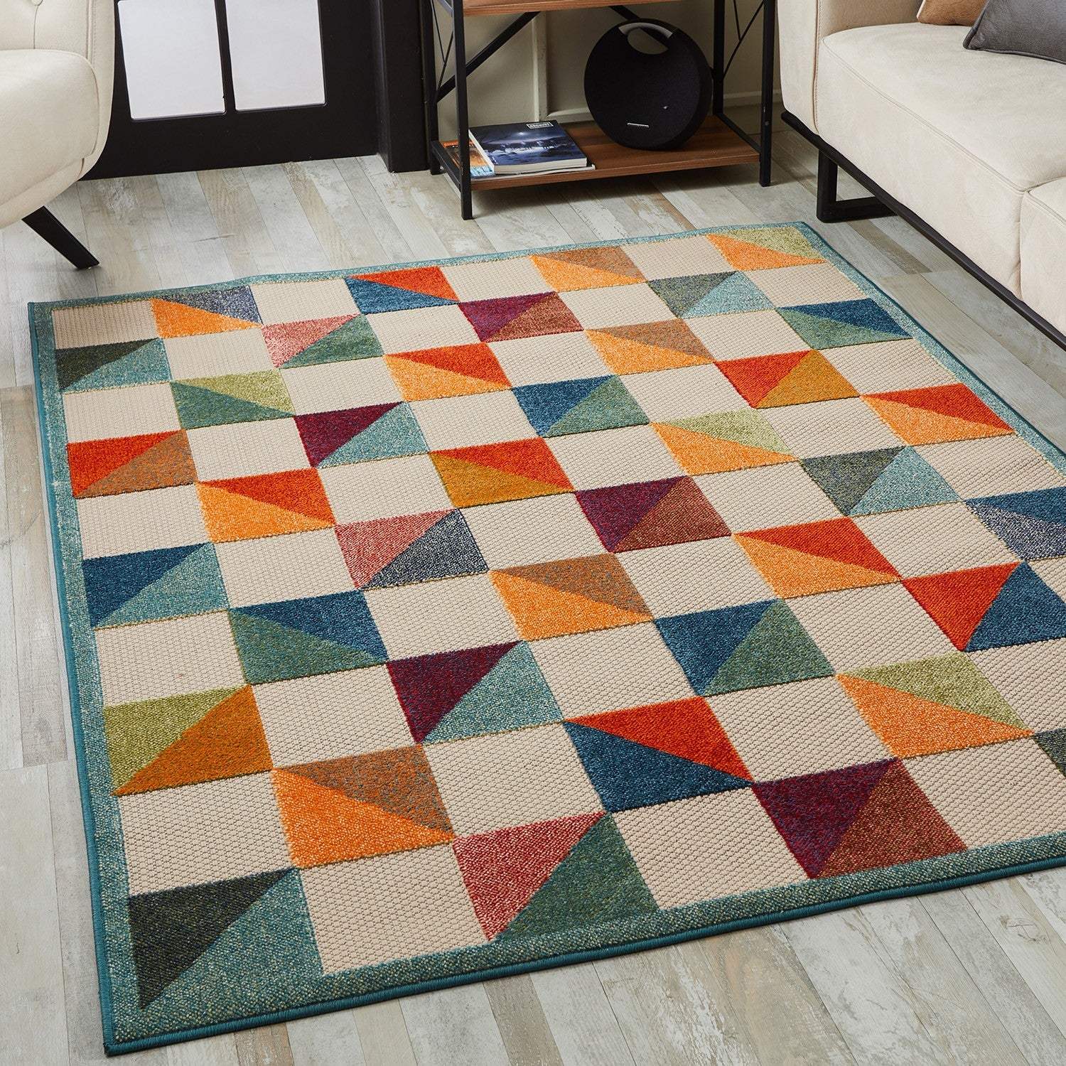3' X 5' Ivory Geometric Stain Resistant Indoor Outdoor Area Rug - Homeroots - Flyclothing LLC