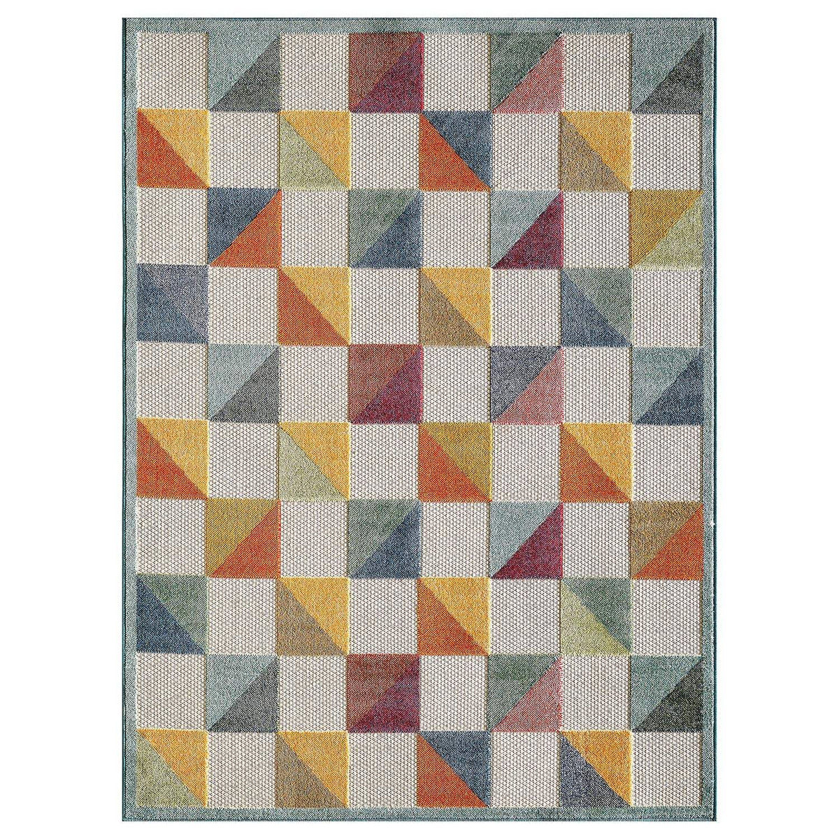 5' X 7' Orange And Ivory Geometric Stain Resistant Indoor Outdoor Area Rug - Homeroots - Flyclothing LLC