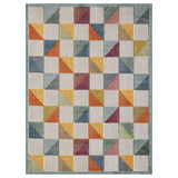 5' X 7' Orange And Ivory Geometric Stain Resistant Indoor Outdoor Area Rug - Homeroots