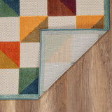 5' X 7' Orange And Ivory Geometric Stain Resistant Indoor Outdoor Area Rug - Homeroots