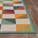 5' X 7' Orange And Ivory Geometric Stain Resistant Indoor Outdoor Area Rug - Homeroots