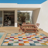 5' X 7' Orange And Ivory Geometric Stain Resistant Indoor Outdoor Area Rug - Homeroots - Flyclothing LLC