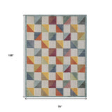 7' X 9' Ivory Geometric Stain Resistant Indoor Outdoor Area Rug - Homeroots - Flyclothing LLC