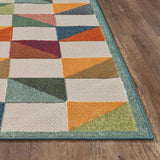 7' X 9' Ivory Geometric Stain Resistant Indoor Outdoor Area Rug - Homeroots