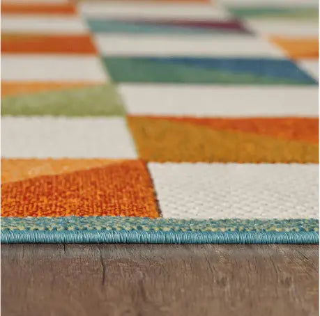8' Round Orange And Ivory Round Geometric Stain Resistant Indoor Outdoor Area Rug - Homeroots - Flyclothing LLC