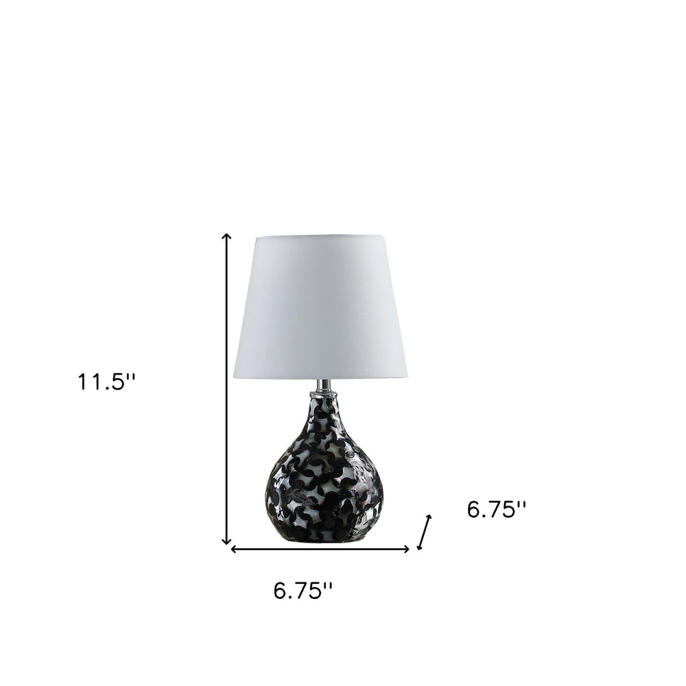 12" Black Table Lamp With White Globe Shade - Homeroots