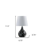 12" Black Table Lamp With White Globe Shade - Homeroots