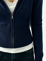 Zip-Up Cropped Hooded Cardigan - Trendsi - Flyclothing LLC