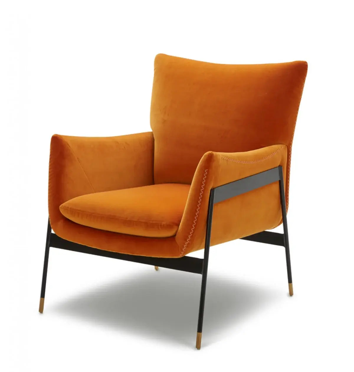Velvet Solid Color Flared Arms Wingback Chair Metal Black Legs - Homeroots - Flyclothing LLC