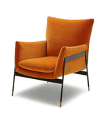 Velvet Solid Color Flared Arms Wingback Chair Metal Black Legs - Homeroots - Flyclothing LLC