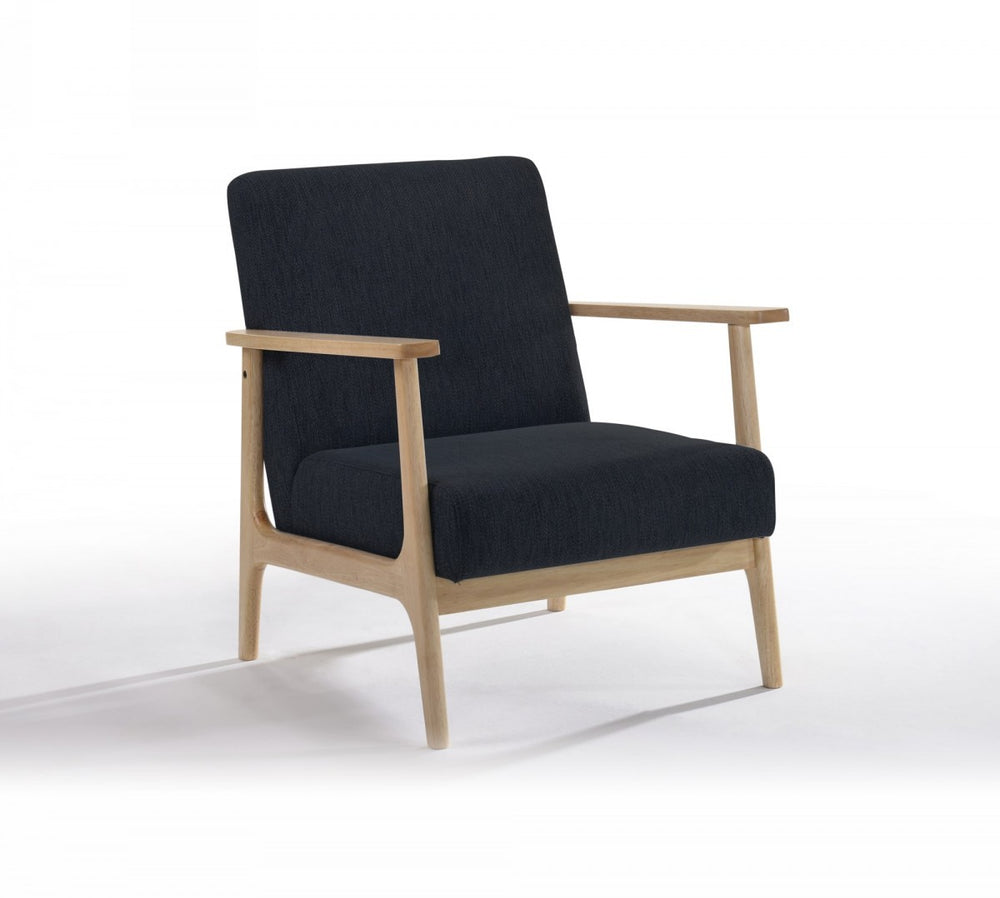 31" Black and Natural Oak Low Seat Modern Armchair - Homeroots