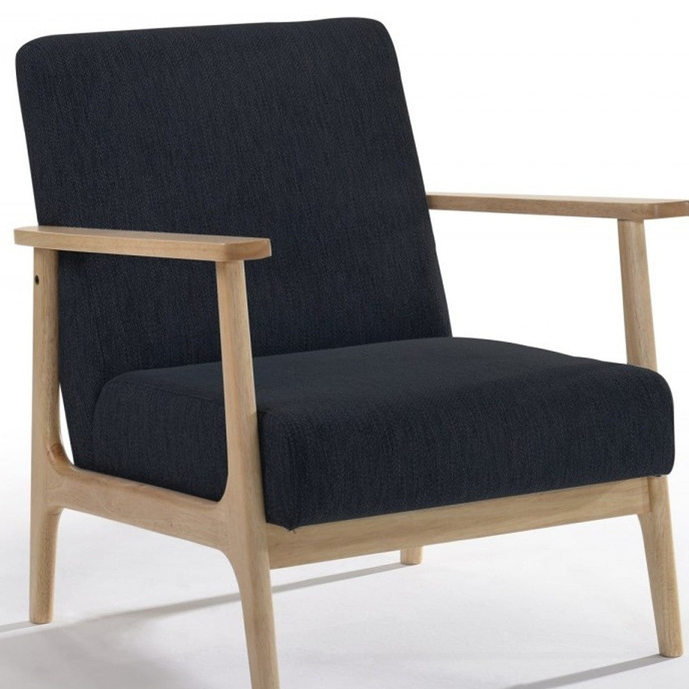 31" Black and Natural Oak Low Seat Modern Armchair - Homeroots