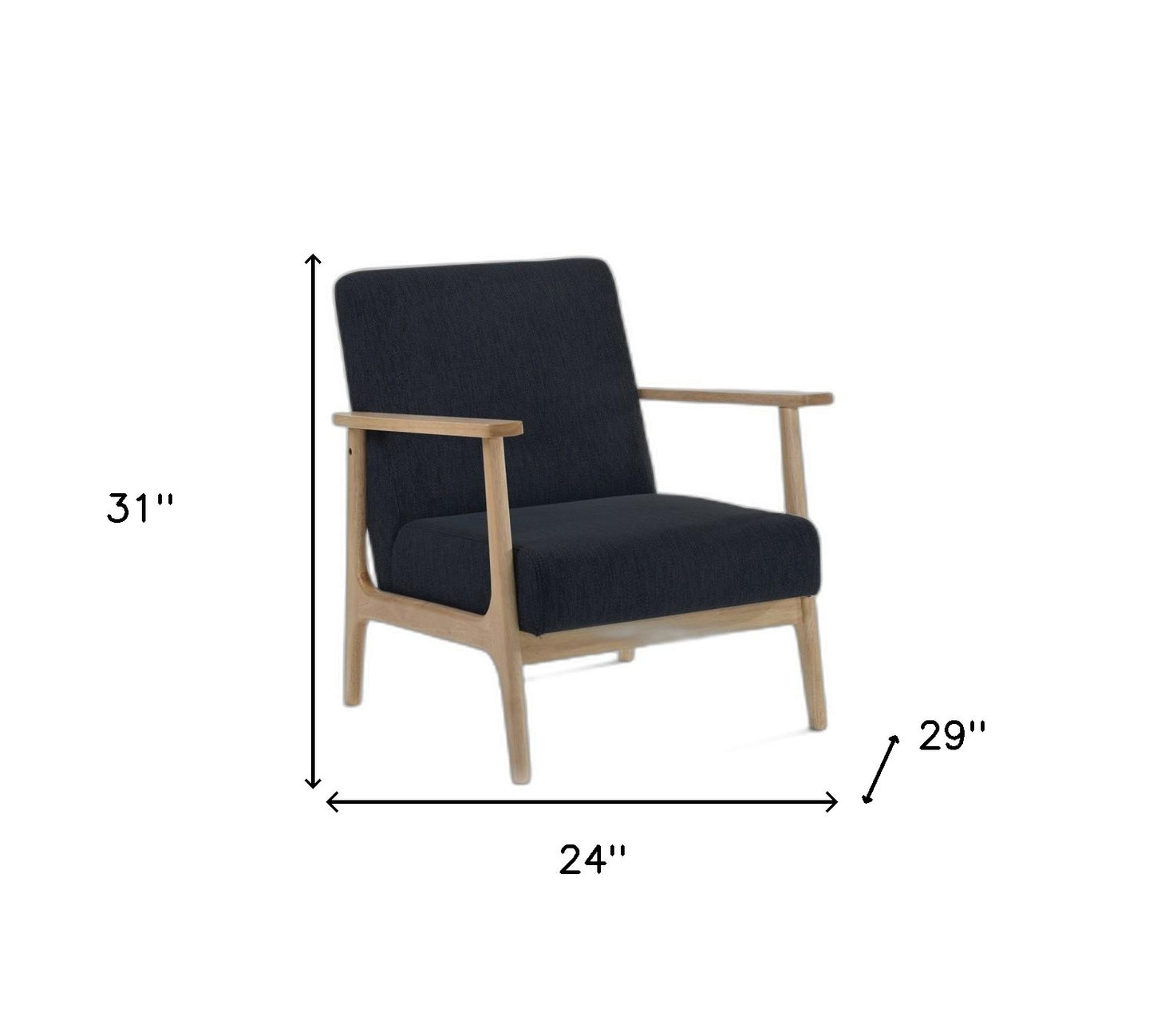 31" Black and Natural Oak Low Seat Modern Armchair - Homeroots - Flyclothing LLC