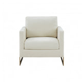 34" Cream And Gold Upholstered Arm Chair - Homeroots - Flyclothing LLC