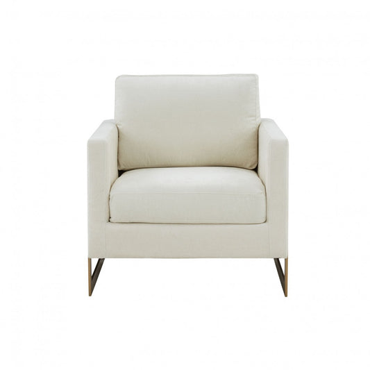 34" Cream And Gold Upholstered Arm Chair - Homeroots