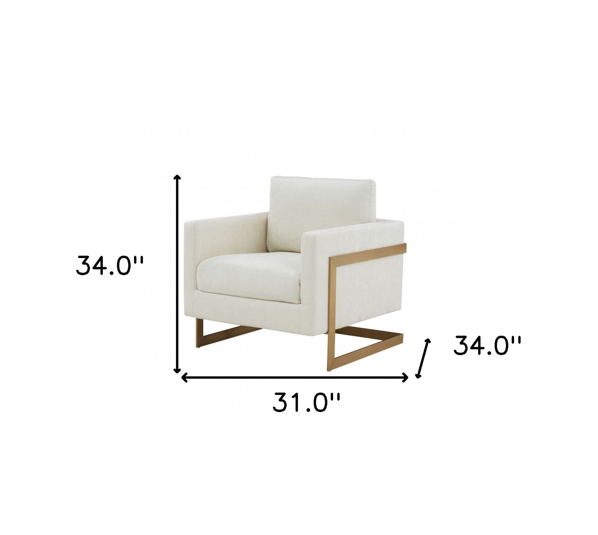 34" Cream And Gold Upholstered Arm Chair - Homeroots - Flyclothing LLC