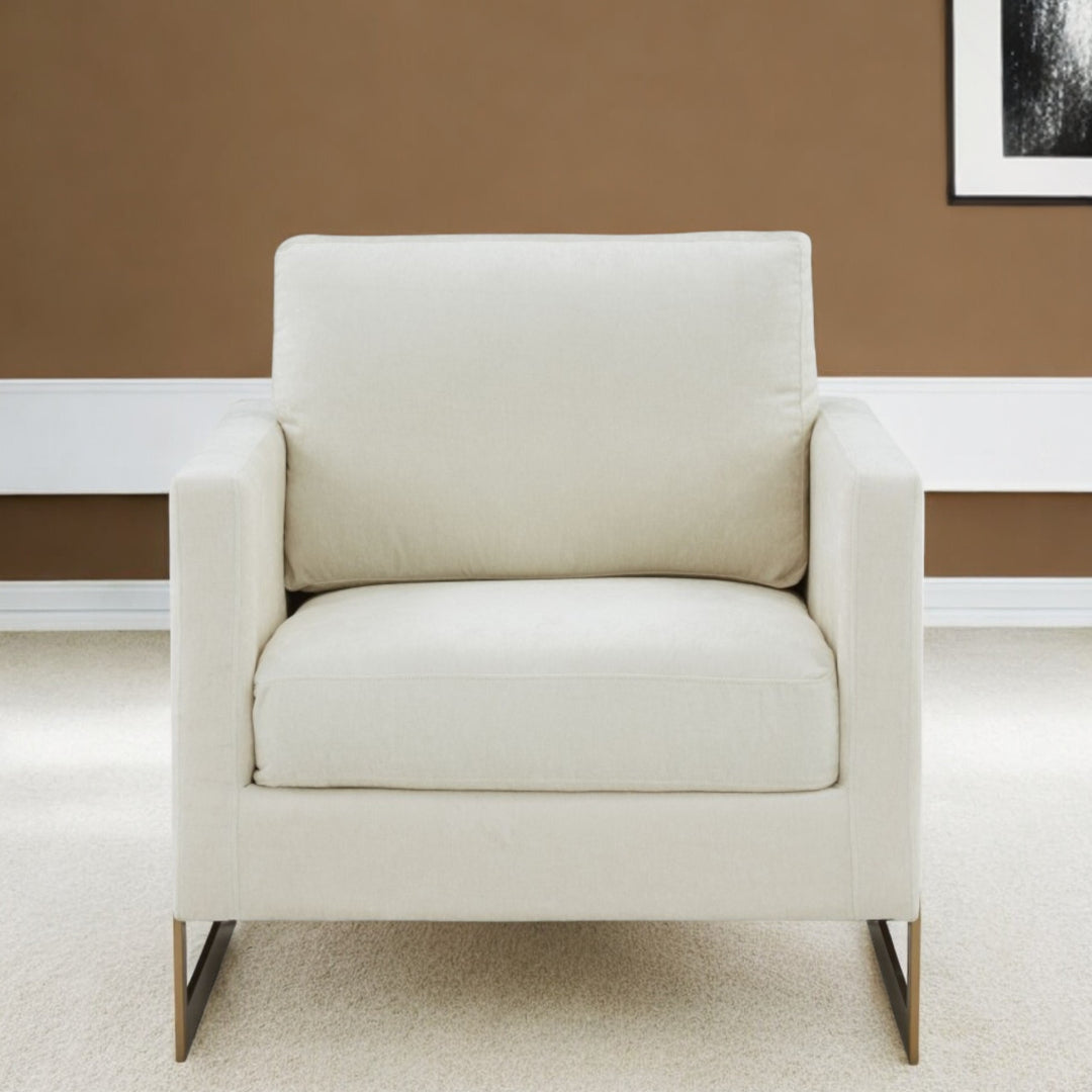 34" Cream And Gold Upholstered Arm Chair - Homeroots - Flyclothing LLC