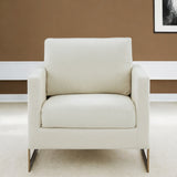 34" Cream And Gold Upholstered Arm Chair - Homeroots - Flyclothing LLC
